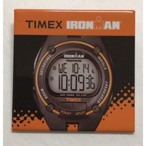 Rare Timex Ironman Watch Button Pinback Lapel Pin Badge 3" Advertising 765A - Picture 1 of 2